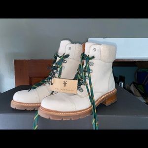 Frye Samantha Hiker Boots - Cream/Ivory Womens 8.5
